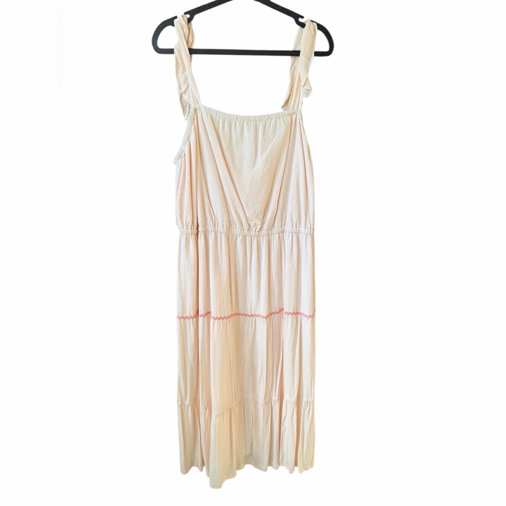 LC Lauren Conrad XXL Boho Cottagecore Tiered Maxi Dress Cream Ruched Strap Dress - Picture 5 of 6